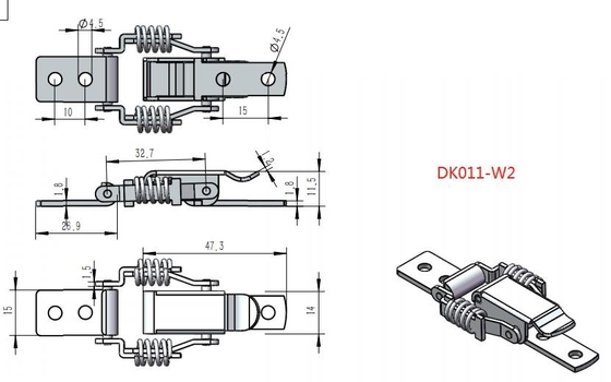 सुरक्षा हुक के साथ DK011G2 स्टेनलेस स्टील वसंत पंजा टॉगल कुंडी