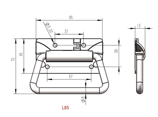 L85mm हैवी ड्यूटी स्टेनलेस स्टील टूल बॉक्स चेस्ट हैंडल SUS201 SUS304